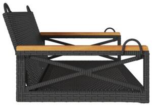 Ławka bujana, czarna, 109x62x40 cm, polirattan