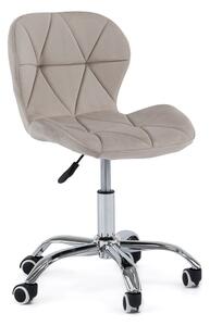 EMWOmeble Krzesło obrotowe ART118S ciemny beżowy welur / srebrne nogi