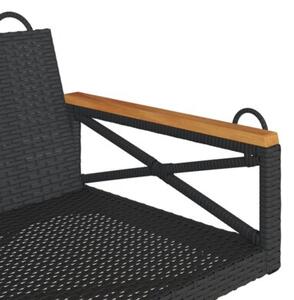 Ławka bujana, czarna, 109x62x40 cm, polirattan