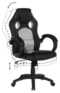 Nowoczesne krzesło biurowe ze sztucznej skóry z szarą siatką regulowane Rest Beliani