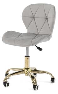 MebleMWM Krzesło obrotowe ART118S | Jasny szary welur | Złota noga