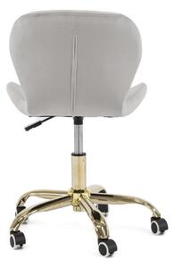 EMWOmeble Krzesło obrotowe ART118S jasny szary welur / złote nogi