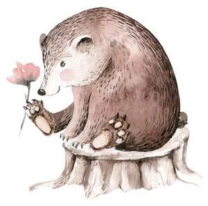 Obraz niedźwiadek z kwiatkiem