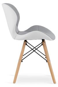 Szaro-białe krzesło LAGO z eko skóry