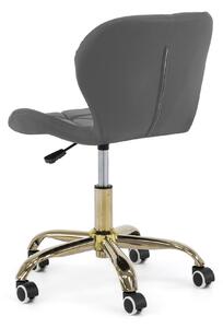 MebleMWM Krzesło obrotowe ART118S | Szara ekoskóra | Złota noga