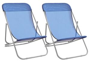 Składane krzesła plażowe, 2 szt., niebieskie, textilene i stal