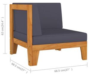 Sofa 2-osobowa z ciemnoszarymi poduszkami, drewno akacjowe