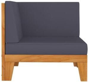 Sofa 2-osobowa z ciemnoszarymi poduszkami, drewno akacjowe