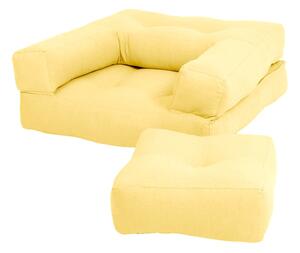 Żółty dziecięcy fotel rozkładany z podnóżkiem/pufem Karup Design Mini Cube Yellow