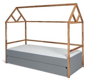 Szare łóżko dziecięce z szufladą BELLAMY Lotta, 90x200 cm