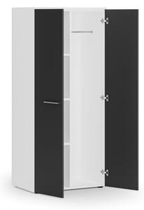 Szafa ubraniowa biurowa PRIMO WHITE, 3 półki, drążek do szafy, 1781 x 800 x 500 mm, biały/grafit