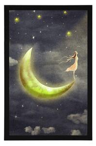 Plakat dziewczyna na księżycu