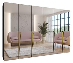 Szafa uchylna otwierana Piano 1 300 (2x150) wys. 202 cm czarny + u. zÅoty