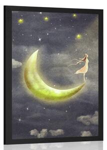 Plakat dziewczyna na księżycu