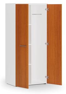 Szafa ubraniowa biurowa PRIMO WHITE, 3 półki, drążek do szafy, 1781 x 800 x 500 mm, biały/czereśnia