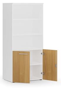 Szafa biurowa z drzwiami niskimi PRIMO WHITE, 1781 x 800 x 500 mm, biały/buk