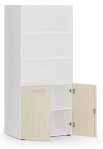 Szafa biurowa z drzwiami niskimi PRIMO WHITE, 1781 x 800 x 500 mm, biały/brzoza