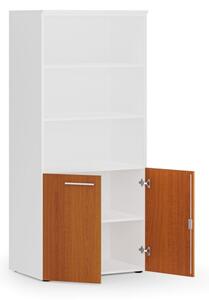 Szafa biurowa z drzwiami niskimi PRIMO WHITE, 1781 x 800 x 500 mm, biały/czereśnia