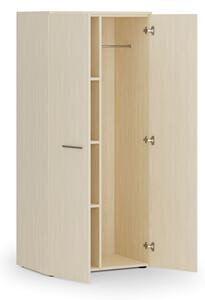 Szafa ubraniowa biurowa PRIMO WOOD, 3 półki, drążek do szafy, 1781 x 800 x 500 mm, dąb naturalny