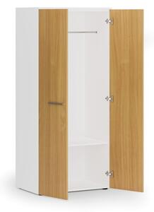 Szafa ubraniowa biurowa PRIMO WHITE, 1 półka, drążek do szafy, 1781 x 800 x 500 mm, biały/buk