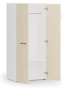 Szafa ubraniowa biurowa PRIMO WHITE, 1 półka, drążek do szafy, 1781 x 800 x 500 mm, biały/brzoza