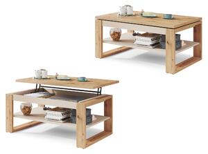 NUO Dąb Artisan/Beżowy (Szampański) - NOWOCZESNA ŁAWA Z PODNOSZONYM BLATEM