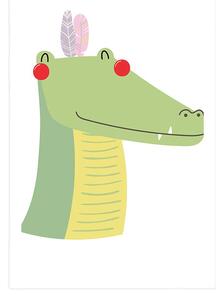 Plakat słodki krokodyl z piórami