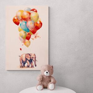 Obraz rozmarzony słoń z balonami