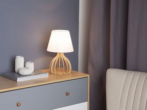 Lampa stołowa na biurko 36 cm drewniana z abażurem biała Agueda Beliani