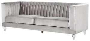 Sofa 3-osobowa jasnoszara tapicerowana welurowa ozdobne przezroczyste nóżki Arvika Beliani