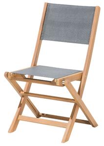 Zestaw 2 krzeseł ogrodowych składanych akacjowa rama szare siedzisko i oparcie jasne drewno Cesana Beliani