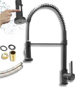 Granitan | Bateria kuchenna Luneo – czarna z plamkami – elastyczny wylew – nowoczesny design – ergonomiczny uchwyt