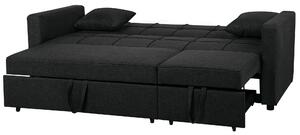 Sofa 3-osobowa rozkładana czarna tapicerowana pikowana z poduszkami Glomma Beliani