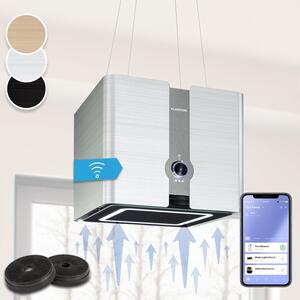 Klarstein Futurelight Smart, okap kuchenny wyspowy, pochłaniacz, 420 m³/h, LED, stal nierdzewna