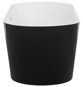 Wanna wolnostojąca czarno-biała nowoczesna akrylowa system przelewowy 170x70 Cabritos Beliani