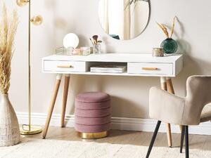 Retro biurko na drewnianych nogach 120 x 45 cm białe z szufladami Frisco Beliani