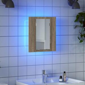 Szafka łazienkowa z lustrem i LED, dąb sonoma, 40x12x45, akryl