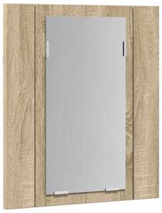 Szafka łazienkowa z lustrem i LED, dąb sonoma, 40x12x45, akryl