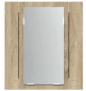 Szafka łazienkowa z lustrem i LED, dąb sonoma, 40x12x45, akryl
