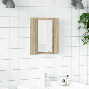 Szafka łazienkowa z lustrem i LED, dąb sonoma, 40x12x45, akryl