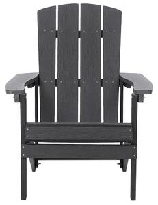 Krzesło imitacja drewna ogrodowe na ganek z podłokietnikami ciemnoszare Adirondack Beliani
