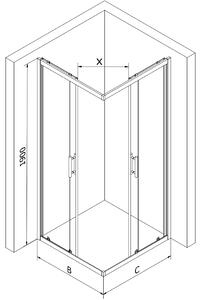 Mexen Rio kabina prysznicowa kwadratowa 70 x 70 cm, transparent, czarna + brodzik Rio, biały - 860-070-070-70-00-4510