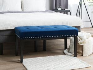 Ławka do sypialni tapicerowana pikowana z nitami welurowa niebieska Yorkton Beliani
