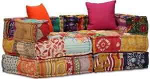 Puf moduÅowy, 2-osobowy, patchwork, tkanina