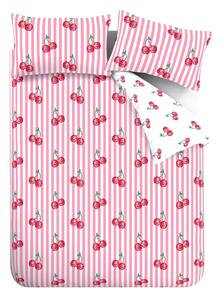 Biało-różowa pościel dwuosobowa 200x200 cm Disco Cherries Stripes – Catherine Lansfield