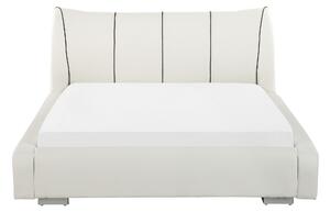 Nowoczesne łóżko wodne skórzane z LED 140 x 200 cm wysoki zagłówek białe Nantes Beliani