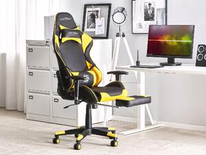 Fotel biurowy gamingowy regulowany ekoskóra czarno-żółty metalowa baza Victory Beliani