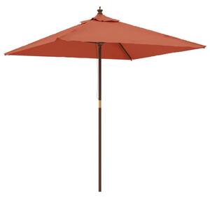 Parasol ogrodowy na drewnianym słupku, terakota, 198x198x231 cm