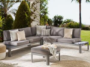 Zestaw mebli ogrodowych szary z poduchami aluminiowy sofa z otomaną Ferentino Beliani