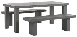 Zestaw mebli ogrodowych szary betonowy industrialny stół 2 ławki Taranto Beliani